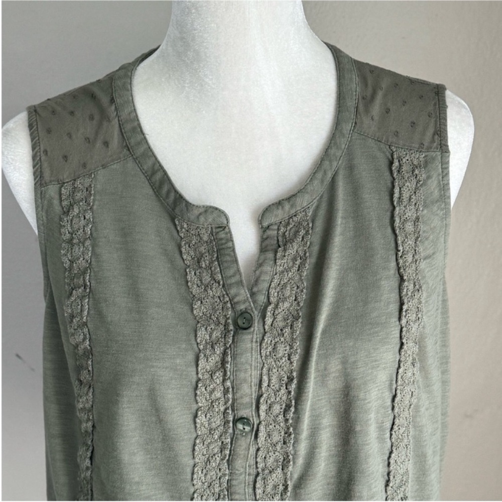 Style & Co Army Green Button Up Blouse - Picture 4 of 9